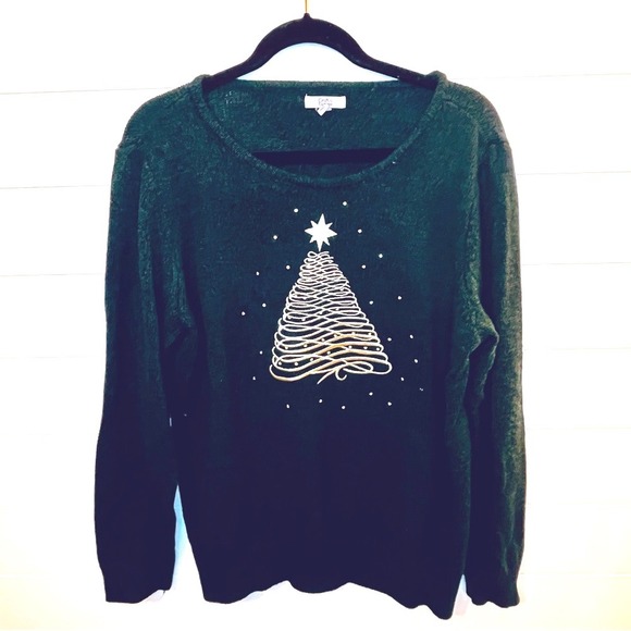 croft & barrow Sweaters - Croft & Barrow Dark Green Holiday Sweater Christmas Tree XL